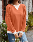 Lovelet Contrast Round Neck Long Sleeve Sweatshirt