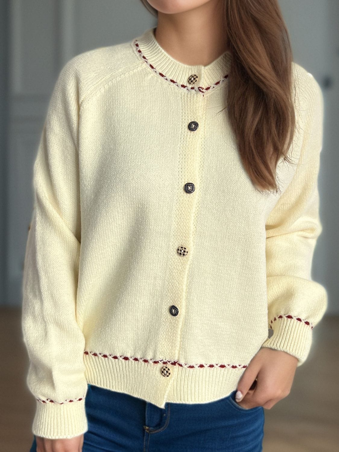 Button Down Long Sleeve Cardigan