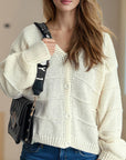 Button Down V-Neck Long Sleeve Cardigan