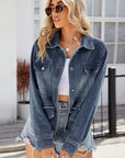 Button Up Long Sleeve Denim Jacket with Pockets