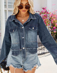 Button Up Long Sleeve Denim Jacket with Pockets