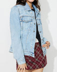 Button Up Long Sleeve Denim Shacket