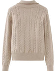 Cable-Knit Half Zip Long Sleeve Sweater