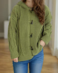 Cable-Knit Long Sleeve Hooded Cardigan