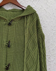 Cable-Knit Long Sleeve Hooded Cardigan