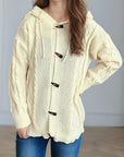 Cable-Knit Long Sleeve Hooded Cardigan