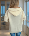 Cable-Knit Long Sleeve Hooded Cardigan