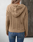 Cable-Knit Long Sleeve Hooded Sweater