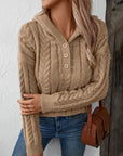 Cable-Knit Long Sleeve Hooded Sweater