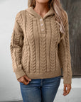 Cable-Knit Long Sleeve Hooded Sweater