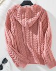 Cable-Knit Long Sleeve Hooded Sweater