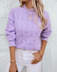 Cable Knit Mock Neck Long Sleeve Sweater