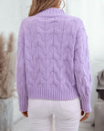 Cable Knit Mock Neck Long Sleeve Sweater