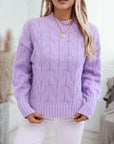 Cable Knit Mock Neck Long Sleeve Sweater