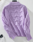 Cable Knit Mock Neck Long Sleeve Sweater