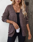 Cable-Knit Open Front Long Sleeve Cardigan