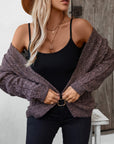 Cable-Knit Open Front Long Sleeve Cardigan