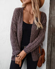 Cable-Knit Open Front Long Sleeve Cardigan