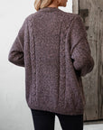 Cable-Knit Open Front Long Sleeve Cardigan