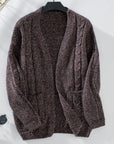 Cable-Knit Open Front Long Sleeve Cardigan