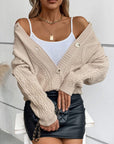 Cable-Knit Round Neck Button Up Cardigan