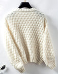 Cable-Knit Round Neck Long Sleeve Sweater