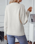 Cable-Knit Round Neck Long Sleeve Sweater