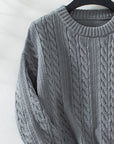 Cable-Knit Round Neck Long Sleeve Sweater