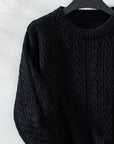 Cable-Knit Round Neck Long Sleeve Sweater