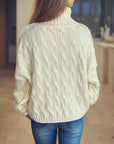 Cable-Knit Turtleneck Long Sleeve Sweater