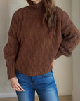 Cable-Knit Turtleneck Long Sleeve Sweater