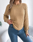 Asymmetric Hem Round Neck Long Sleeve Sweater