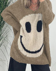 Smiling Face V-Neck Long Sleeve Sweater