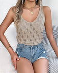 Gray Openwork Wide Strap Knit Vest