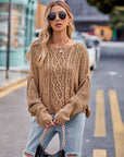 Round Neck Cable-Knit Sweater