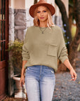 Waffle-Knit Long Sleeve Sweater