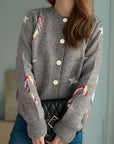 Candy Cane & Star Button Down Long Sleeve Cardigan