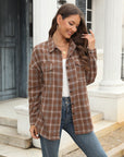 Gray Plaid Button Up Pocketed Shirt