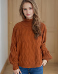 Cable-Knit Turtleneck Long Sleeve Sweater