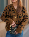 Leopard V-Neck Button Up Cardigan