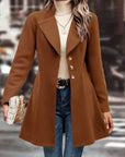 Collared Neck Button Up Long Sleeve Coat