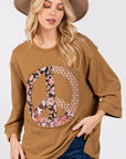 SAGE + FIG Floral Peace Patch Round Neck Top