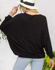 Celeste Full Size Contrast Round Neck Top with Two Layer Detail