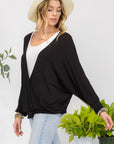 Celeste Full Size Contrast Round Neck Top with Two Layer Detail