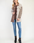 Celeste Full Size Leopard Contrast Button Up Shacket