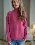 Ribbed Turtleneck Raglan Sleeve Sweater