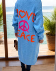 Peace Sign Long Sleeve Cardigan