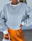 Striped Round Neck Long Sleeve Sweatshirt