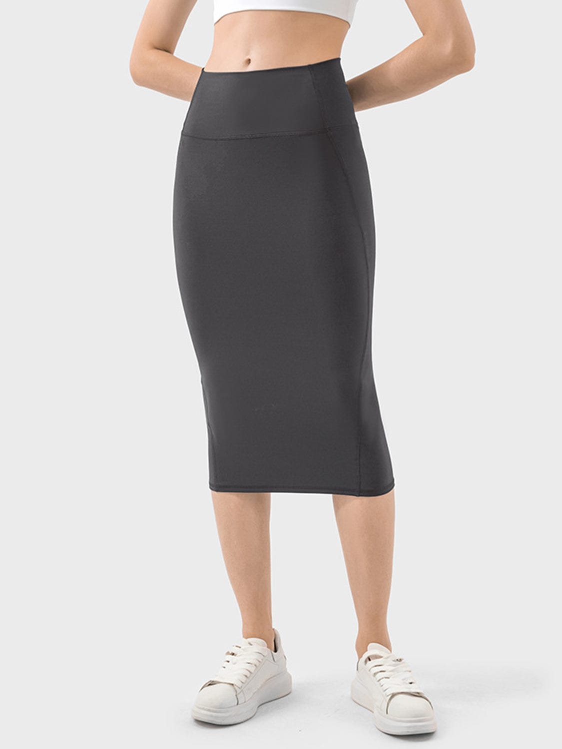 Dark Slate Gray Slit Wrap Active Skirt