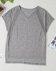 Gray Heathered V-Neck Short Sleeve T-Shirt